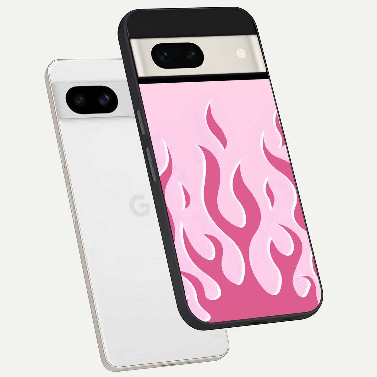  Blush Flame Energy phone case For Google Pixel 7A showing premium glass back cover with detailed artwork