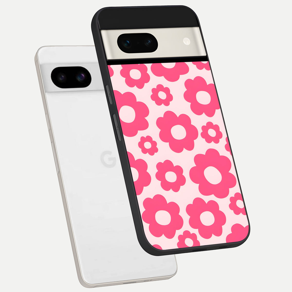  Blush Flower Pop phone case For Google Pixel 7A showing premium glass back cover with detailed artwork