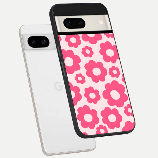  Blush Flower Pop phone case For Google Pixel 7A showing premium glass back cover with detailed artwork