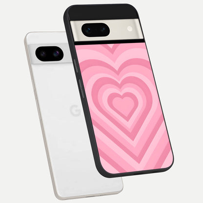  Blush Heart Waves phone case For Google Pixel 7A showing premium glass back cover with detailed artwork