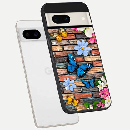  Brick Bloom Flight phone case For Google Pixel 7A showing premium glass back cover with detailed artwork