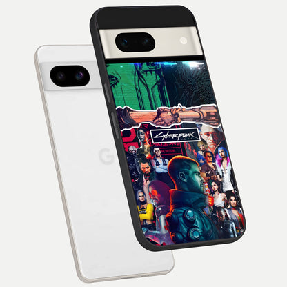  CYBERPUNK Legacy phone case For Google Pixel 7A showing premium glass back cover with detailed artwork