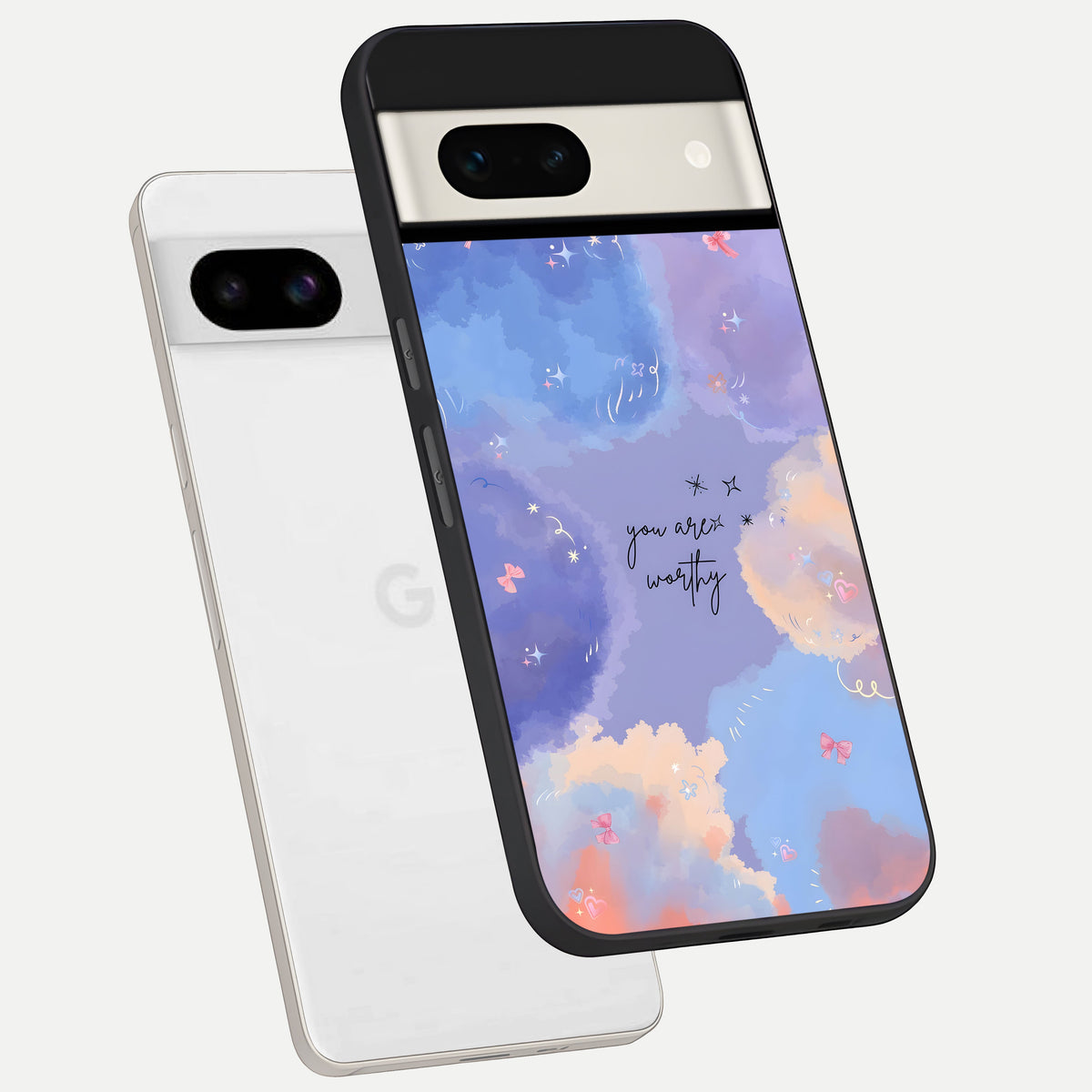 Celestial Cloud Magic phone case For Google Pixel 7A showing premium glass back cover with detailed artwork