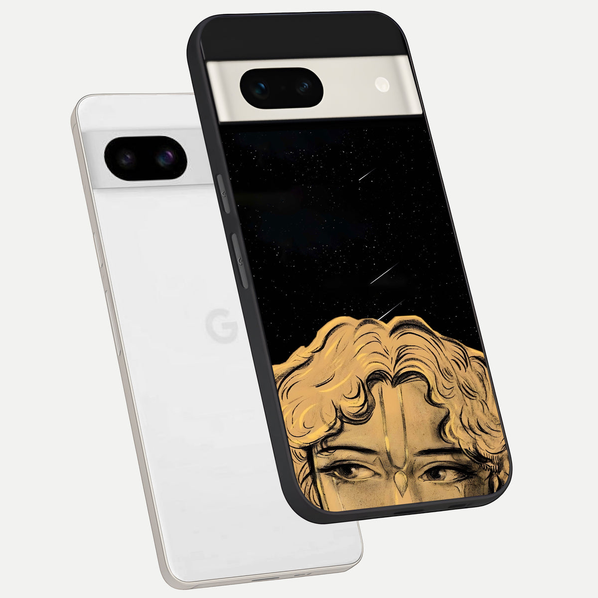  Celestial Gods Plan phone case For Google Pixel 7A showing premium glass back cover with detailed artwork
