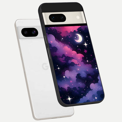  Celestial Moon Magic phone case For Google Pixel 7A showing premium glass back cover with detailed artwork