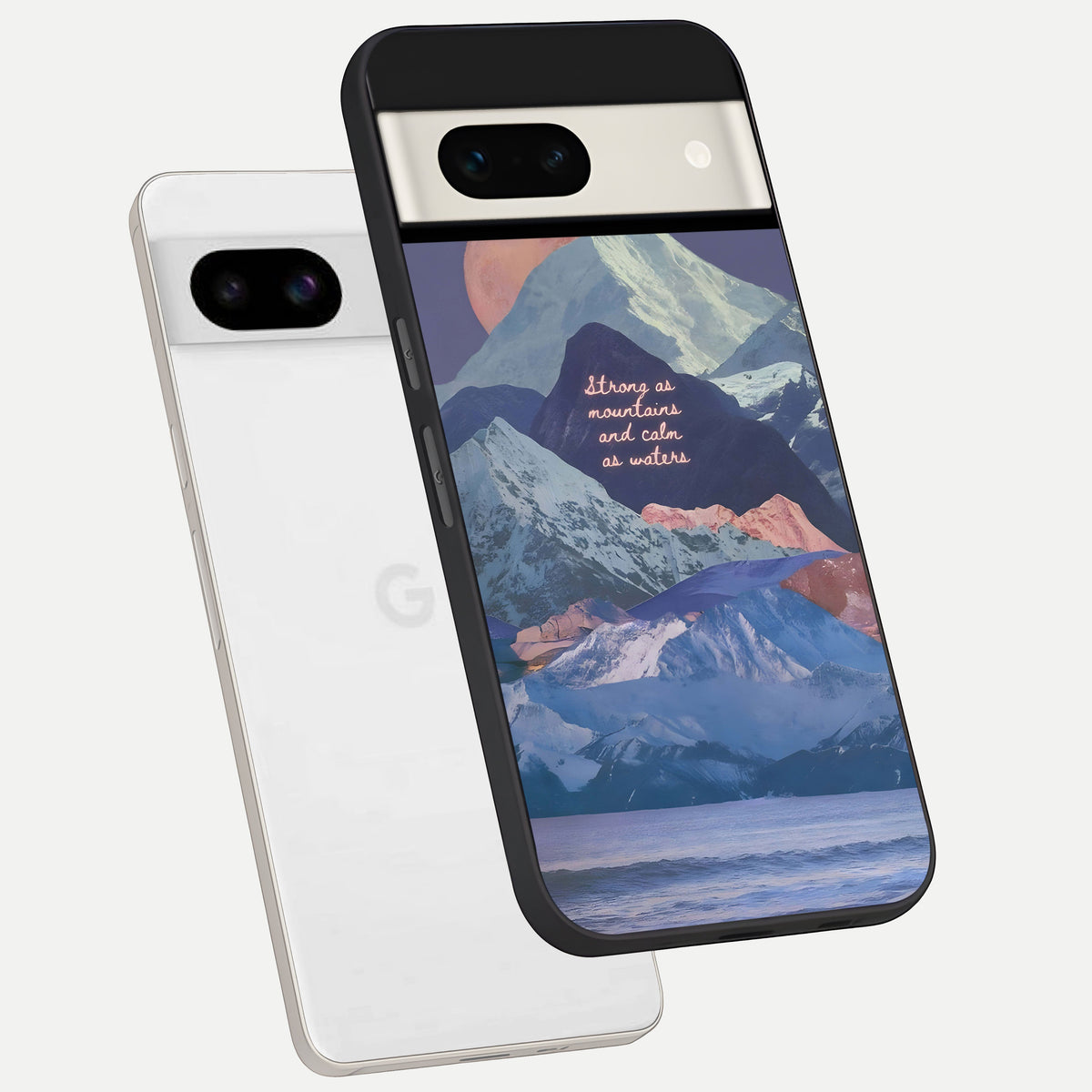  Celestial Mountain Calm phone case For Google Pixel 7A showing premium glass back cover with detailed artwork