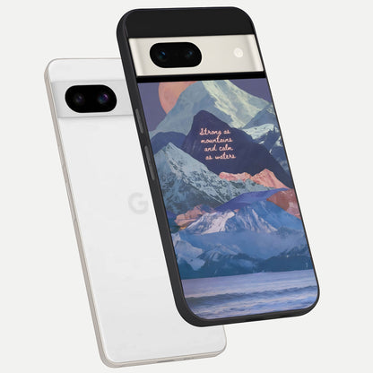  Celestial Mountain Calm phone case For Google Pixel 7A showing premium glass back cover with detailed artwork