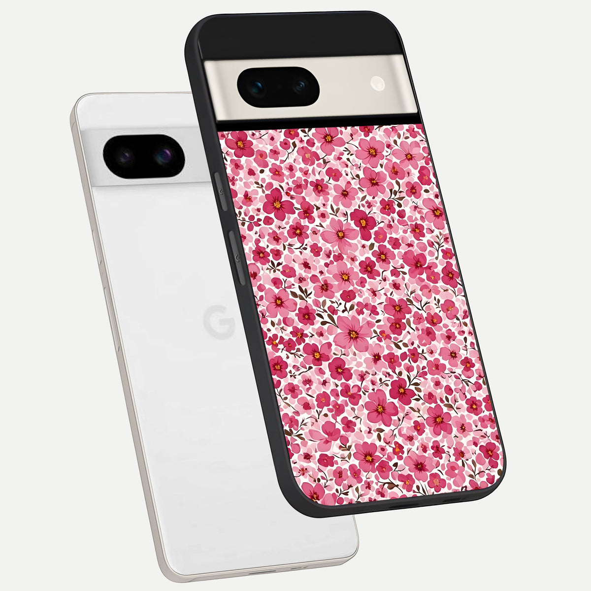  Cherry Blossom Charm phone case For Google Pixel 7A showing premium glass back cover with detailed artwork
