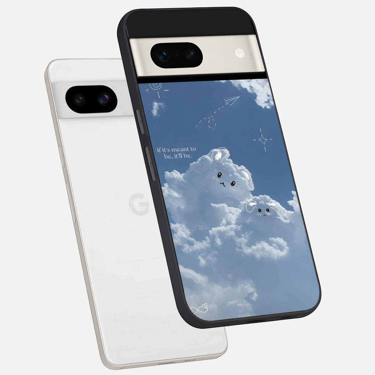  Cloud Bunny Dreams phone case For Google Pixel 7A showing premium glass back cover with detailed artwork