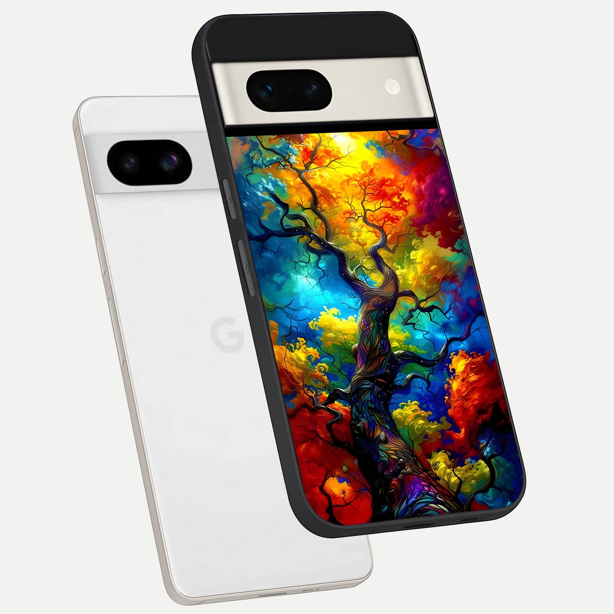  Colorful Soda Bottles phone case For Google Pixel 7A showing premium glass back cover with detailed artwork