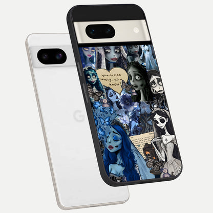  Corpse Bride Posters phone case For Google Pixel 7A showing premium glass back cover with detailed artwork