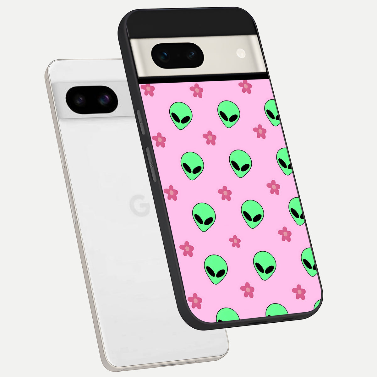  Cosmic Cute Crush phone case For Google Pixel 7A showing premium glass back cover with detailed artwork
