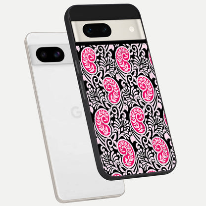 Crimson Paisley Charm phone case For Google Pixel 7A showing premium glass back cover with detailed artwork