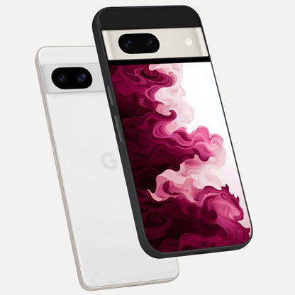  Crimson Wave Flow phone case For Google Pixel 7A showing premium glass back cover with detailed artwork