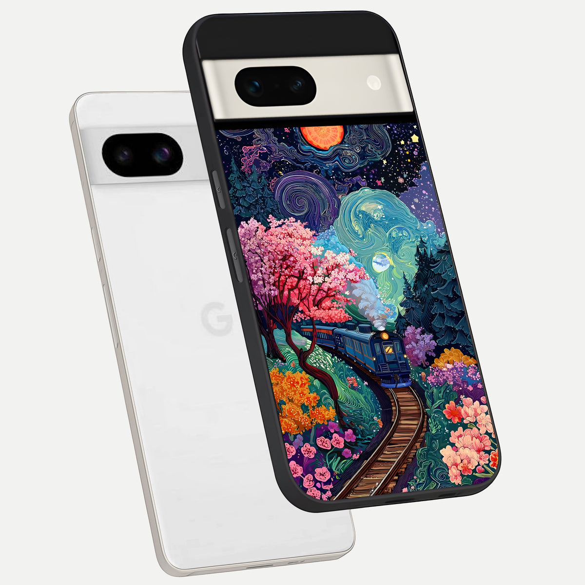  Digital Art phone case For Google Pixel 7A showing premium glass back cover with detailed artwork