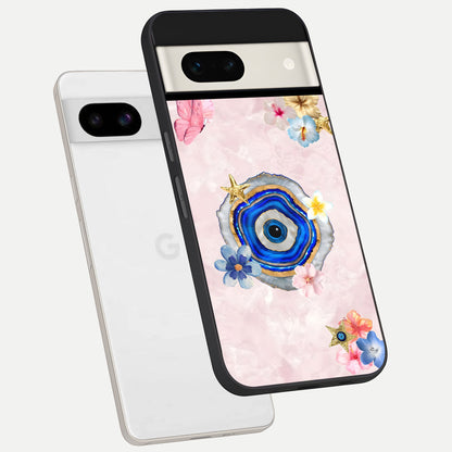  Divine Aura Bloom phone case For Google Pixel 7A showing premium glass back cover with detailed artwork