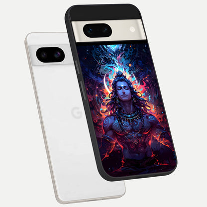  Divine Fire Shiv phone case For Google Pixel 7A showing premium glass back cover with detailed artwork