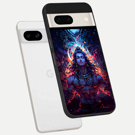  Divine Fire Shiv phone case For Google Pixel 7A showing premium glass back cover with detailed artwork