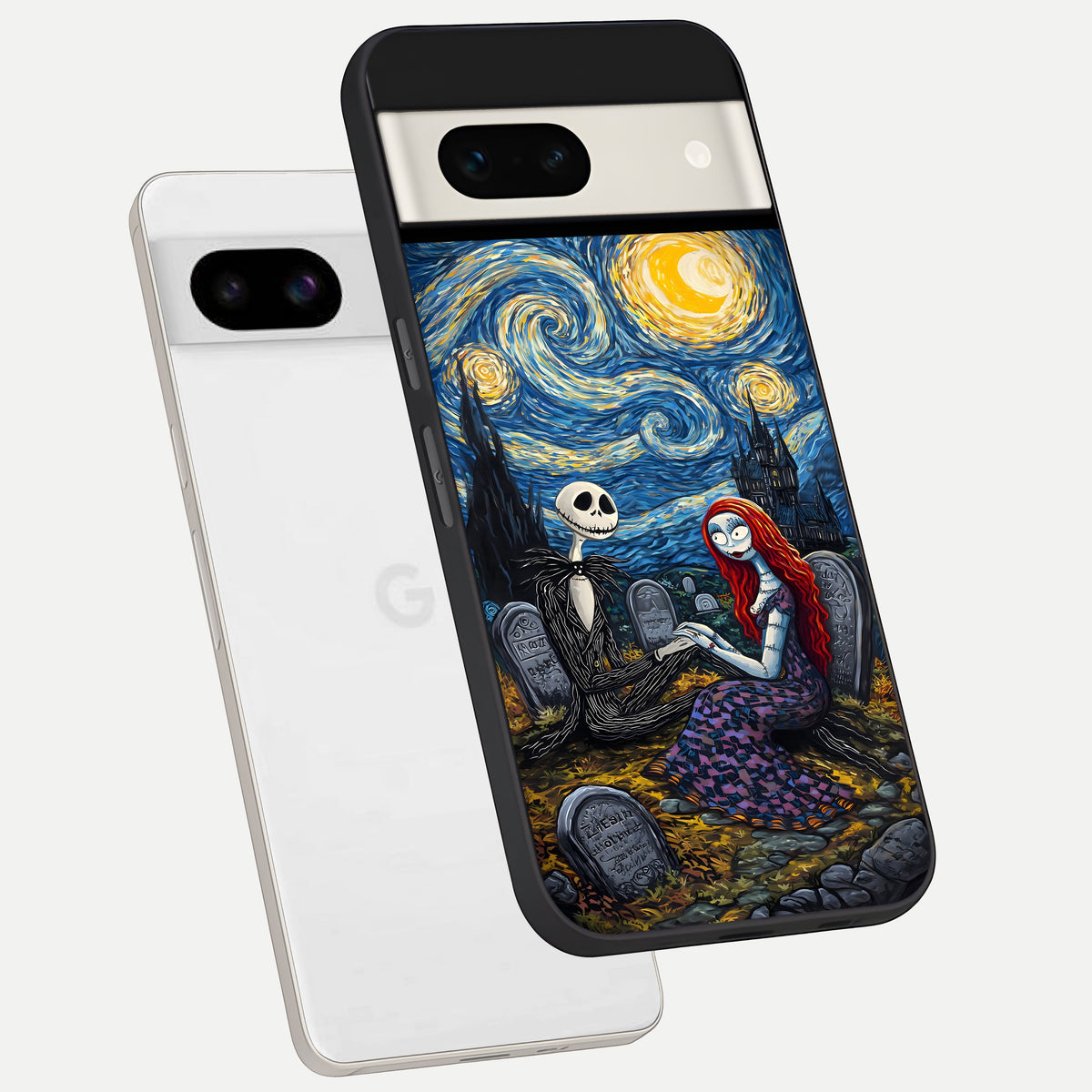  Eternal Night Love phone case For Google Pixel 7A showing premium glass back cover with detailed artwork