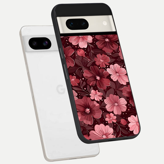  Flower Blush Bloom phone case For Google Pixel 7A showing premium glass back cover with detailed artwork