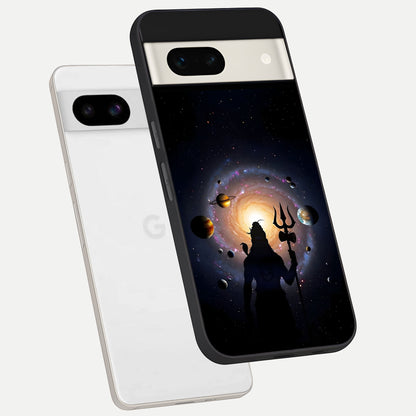  Galactic Shiva Vision phone case For Google Pixel 7A showing premium glass back cover with detailed artwork