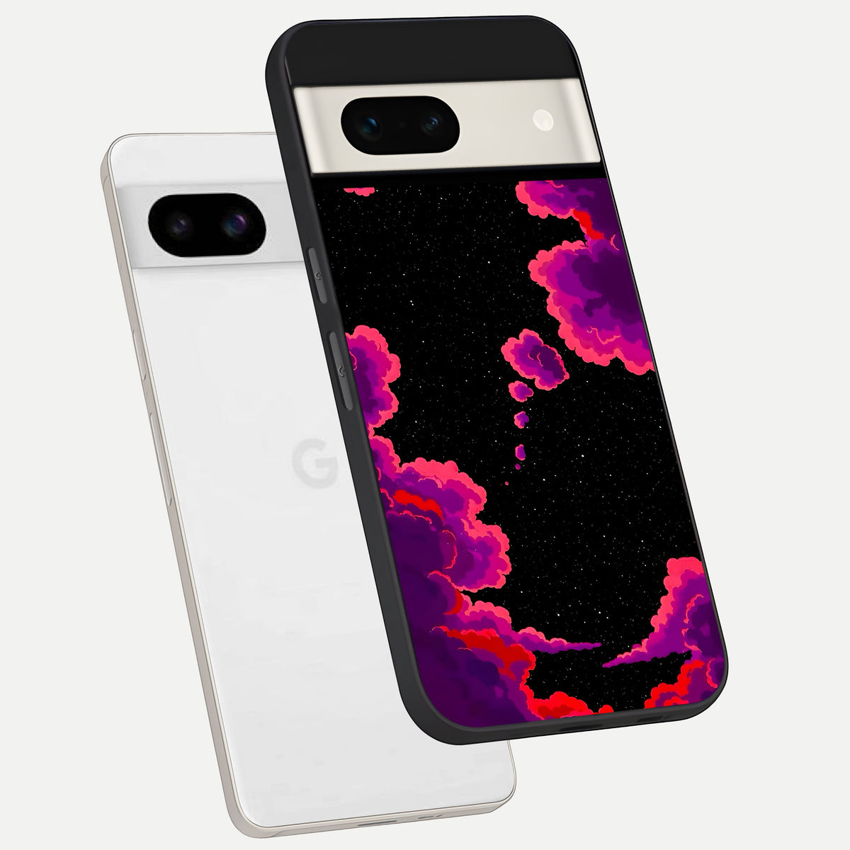  Galaxy Dream Frame phone case For Google Pixel 7A showing premium glass back cover with detailed artwork