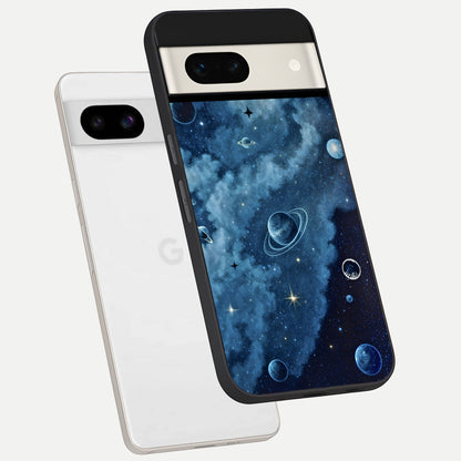  Galaxy Dream Space phone case For Google Pixel 7A showing premium glass back cover with detailed artwork