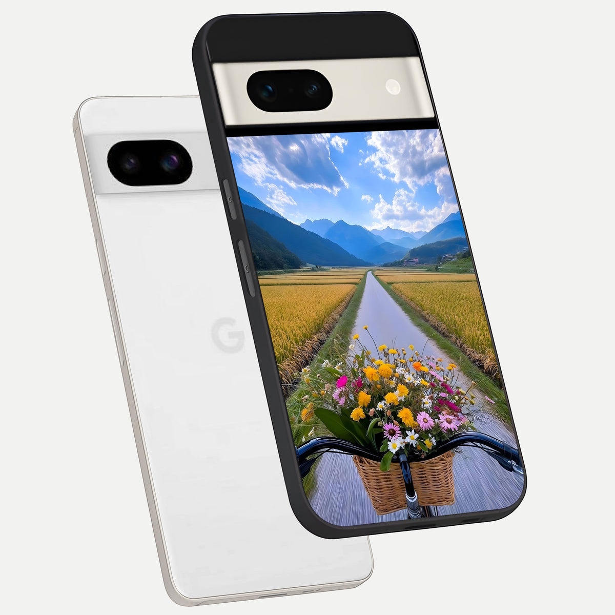  Golden Field Journey phone case For Google Pixel 7A showing premium glass back cover with detailed artwork