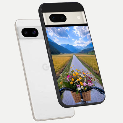  Golden Field Journey phone case For Google Pixel 7A showing premium glass back cover with detailed artwork