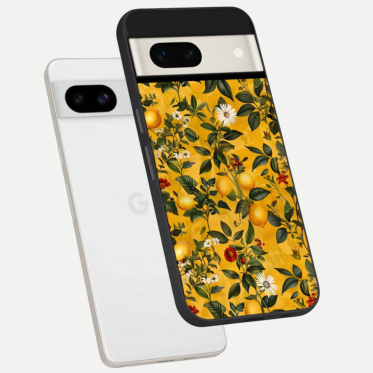  Golden Lemon Field phone case For Google Pixel 7A showing premium glass back cover with detailed artwork