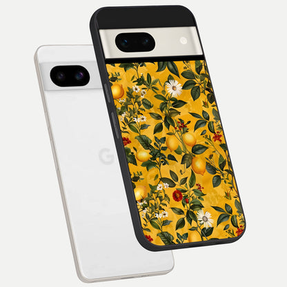  Golden Lemon Field phone case For Google Pixel 7A showing premium glass back cover with detailed artwork