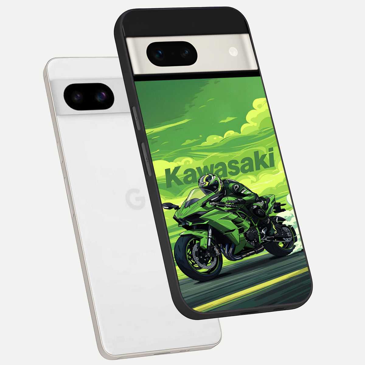  Greenery Sky phone case For Google Pixel 7A showing premium glass back cover with detailed artwork