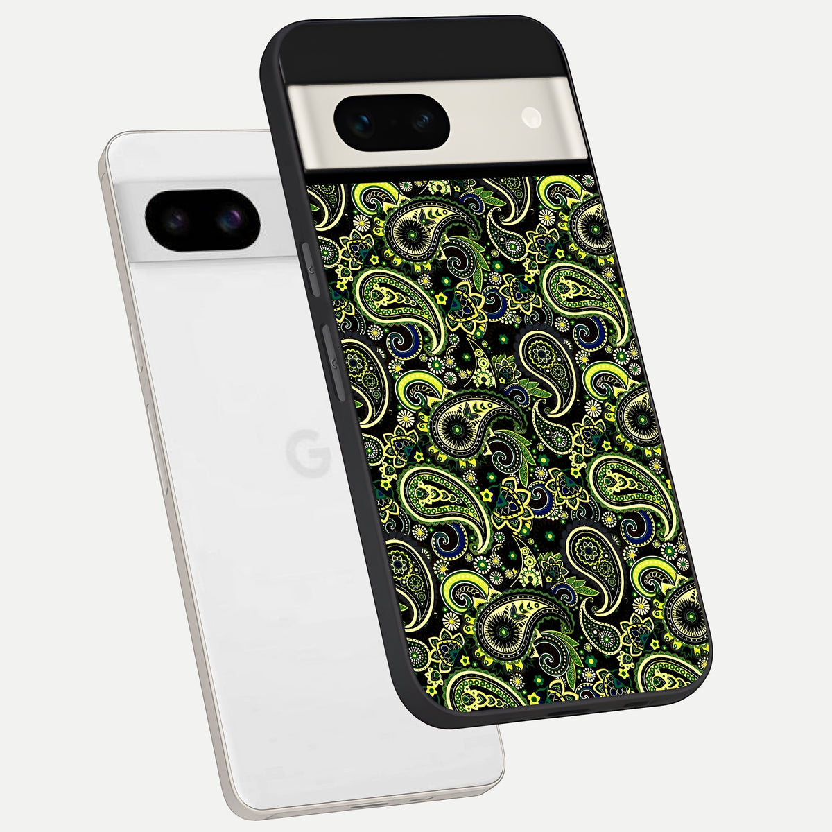  Green Lemon phone case For Google Pixel 7A showing premium glass back cover with detailed artwork
