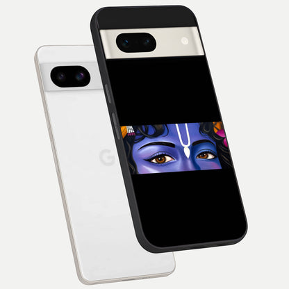  Krishna Eye phone case For Google Pixel 7A showing premium glass back cover with detailed artwork