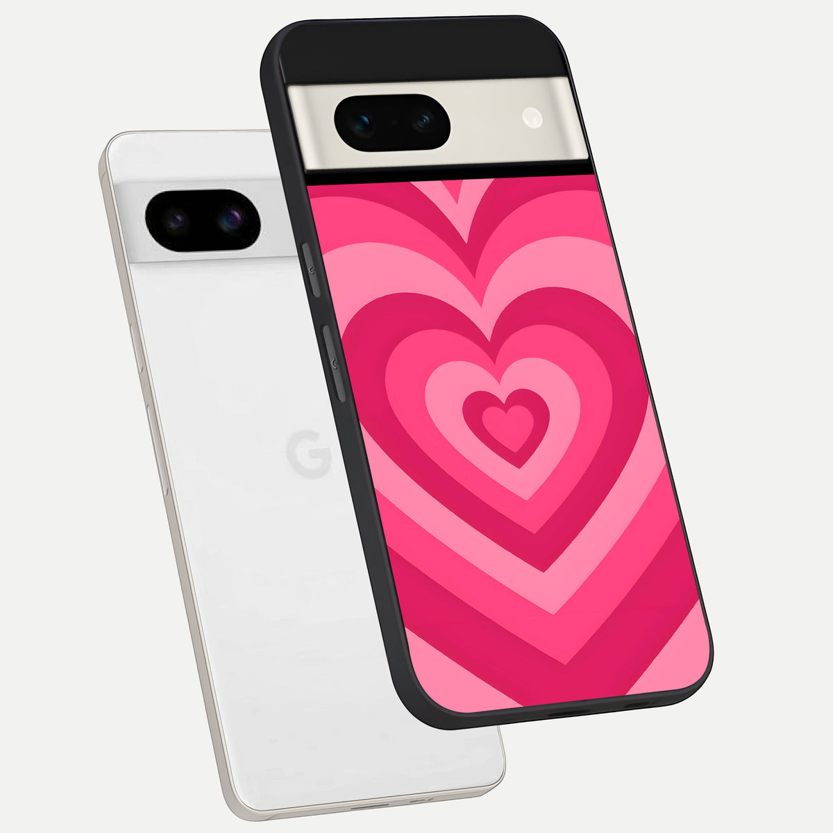  Layered Love Hearts phone case For Google Pixel 7A showing premium glass back cover with detailed artwork