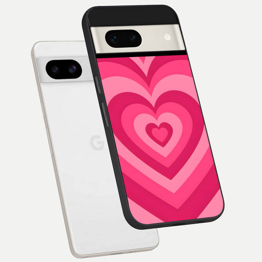  Layered Love Hearts phone case For Google Pixel 7A showing premium glass back cover with detailed artwork