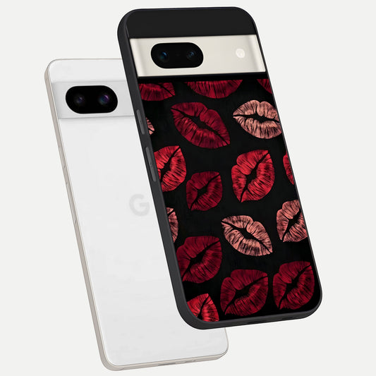  Midnight Kiss Love phone case For Google Pixel 7A showing premium glass back cover with detailed artwork