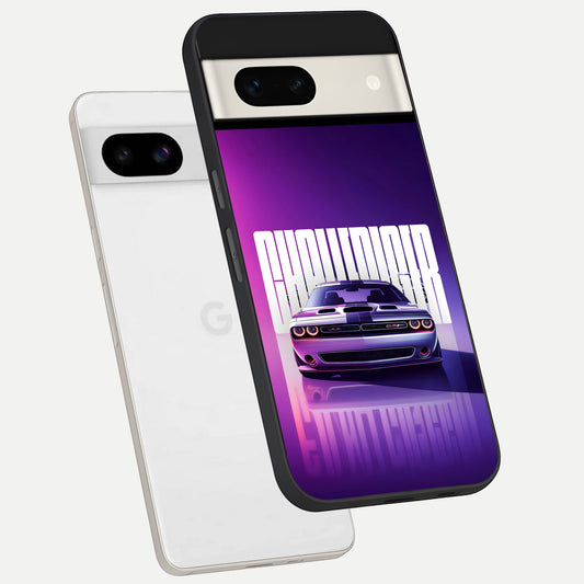  Midnight Muscle Ride phone case For Google Pixel 7A showing premium glass back cover with detailed artwork