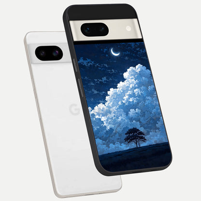  Midnight Sky Serenity phone case For Google Pixel 7A showing premium glass back cover with detailed artwork