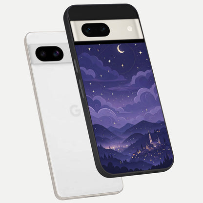  Minimal Night View phone case For Google Pixel 7A showing premium glass back cover with detailed artwork