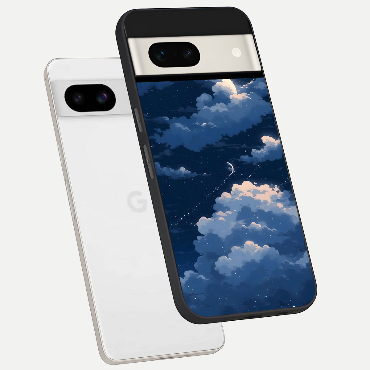  Moon Dream Haze phone case For Google Pixel 7A showing premium glass back cover with detailed artwork