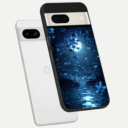  Moonlight Petal Dream phone case For Google Pixel 7A showing premium glass back cover with detailed artwork