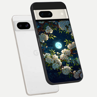  Moonlit Blossom Dream phone case For Google Pixel 7A showing premium glass back cover with detailed artwork