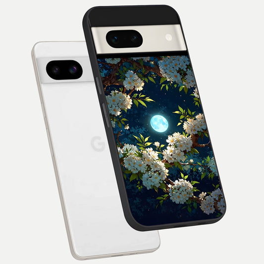  Moonlit Blossom Dream phone case For Google Pixel 7A showing premium glass back cover with detailed artwork
