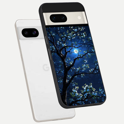  Mystic Floral Night phone case For Google Pixel 7A showing premium glass back cover with detailed artwork