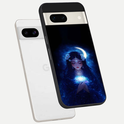  Mystic Moon Queen phone case For Google Pixel 7A showing premium glass back cover with detailed artwork