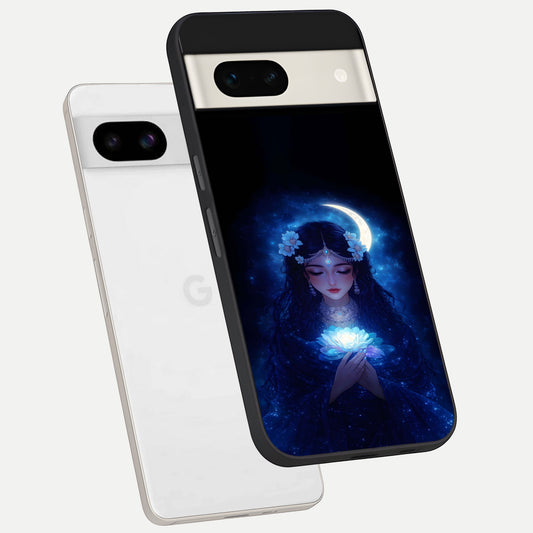  Mystic Moon Queen phone case For Google Pixel 7A showing premium glass back cover with detailed artwork
