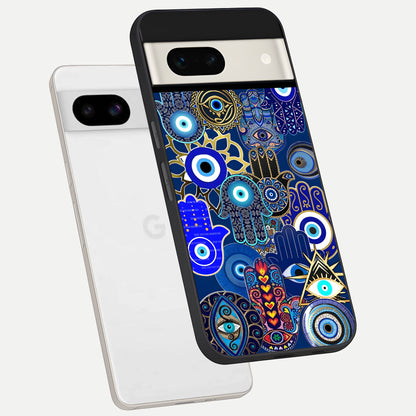  Mystic Palm Guard phone case For Google Pixel 7A showing premium glass back cover with detailed artwork