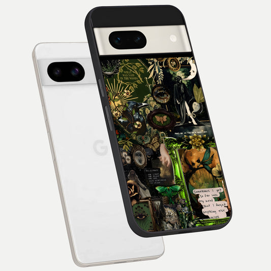  Mystic Woods Secret phone case For Google Pixel 7A showing premium glass back cover with detailed artwork