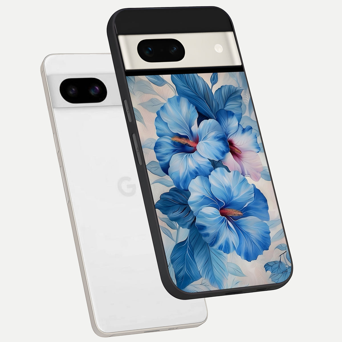  Ocean Hibiscus Grace phone case For Google Pixel 7A showing premium glass back cover with detailed artwork